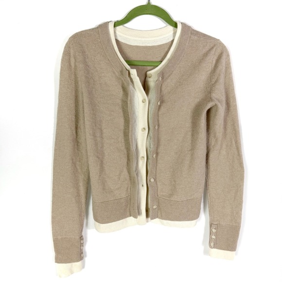 NAADAM Tan Cashmino Layered Cardigan Sweater Wool Cashmere Button Front Size S - Picture 4 of 10